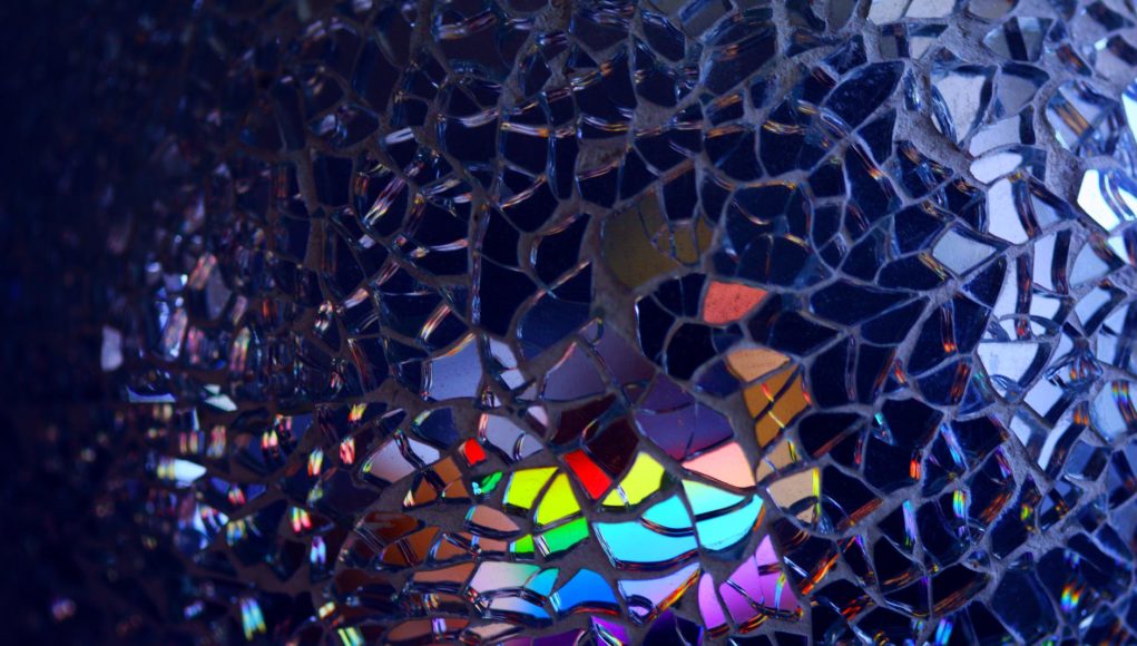 multicolored broken mirror decor
