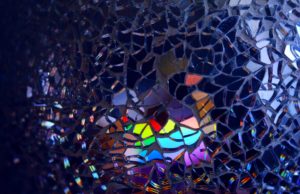 multicolored broken mirror decor