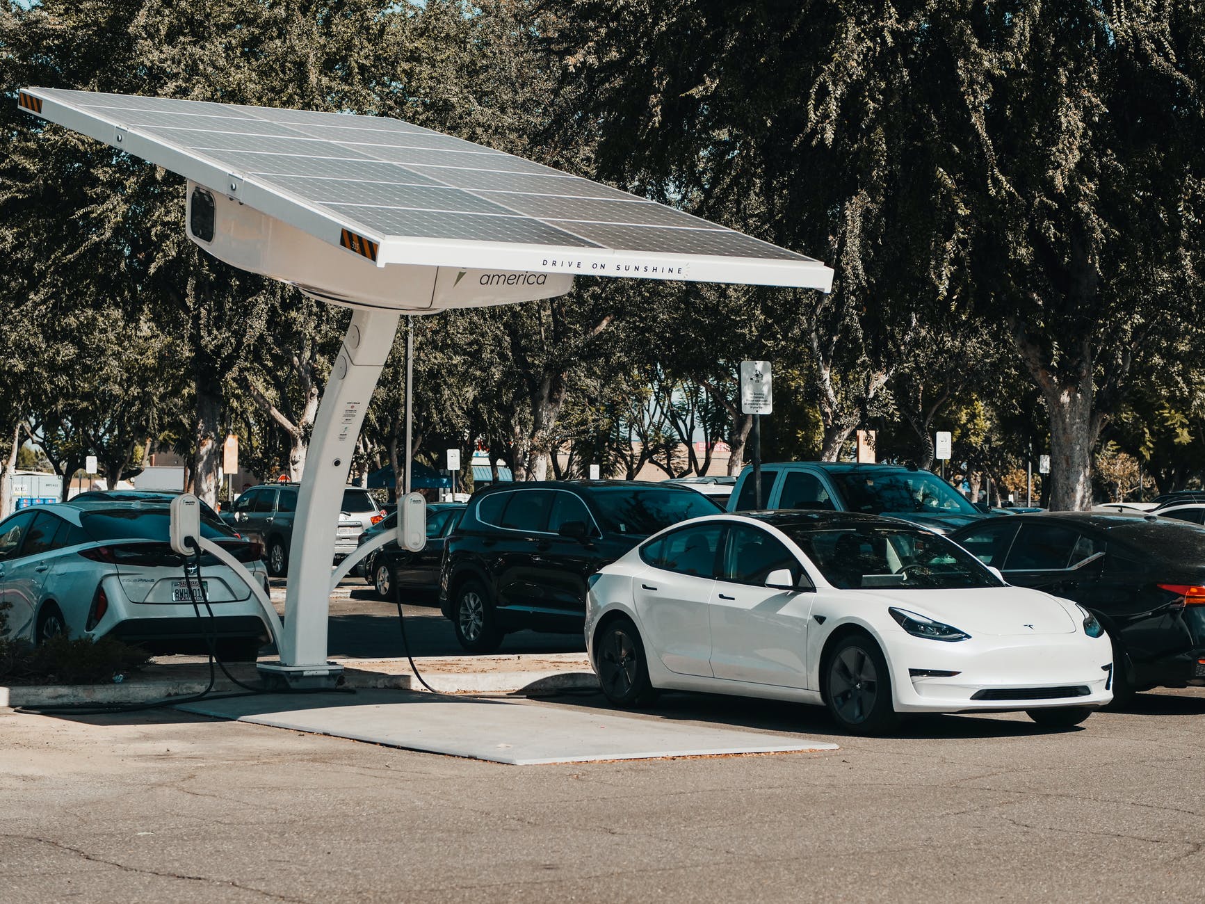 electric cars charging on stations